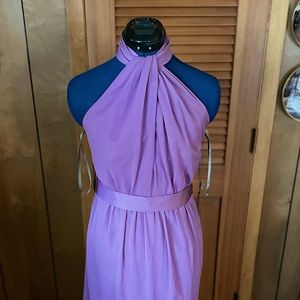 White by Vera Wang Wisteria Chiffon Halter A-Line Maxi Dres